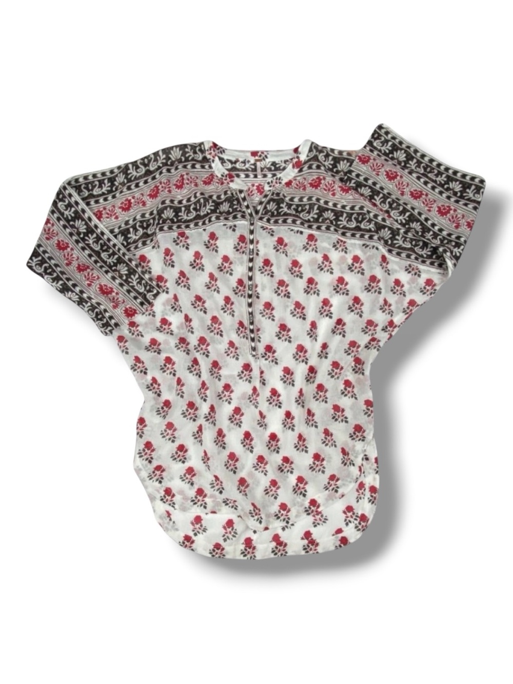 FREE PEOPLE Rose and Tribal Print Tunic Top
